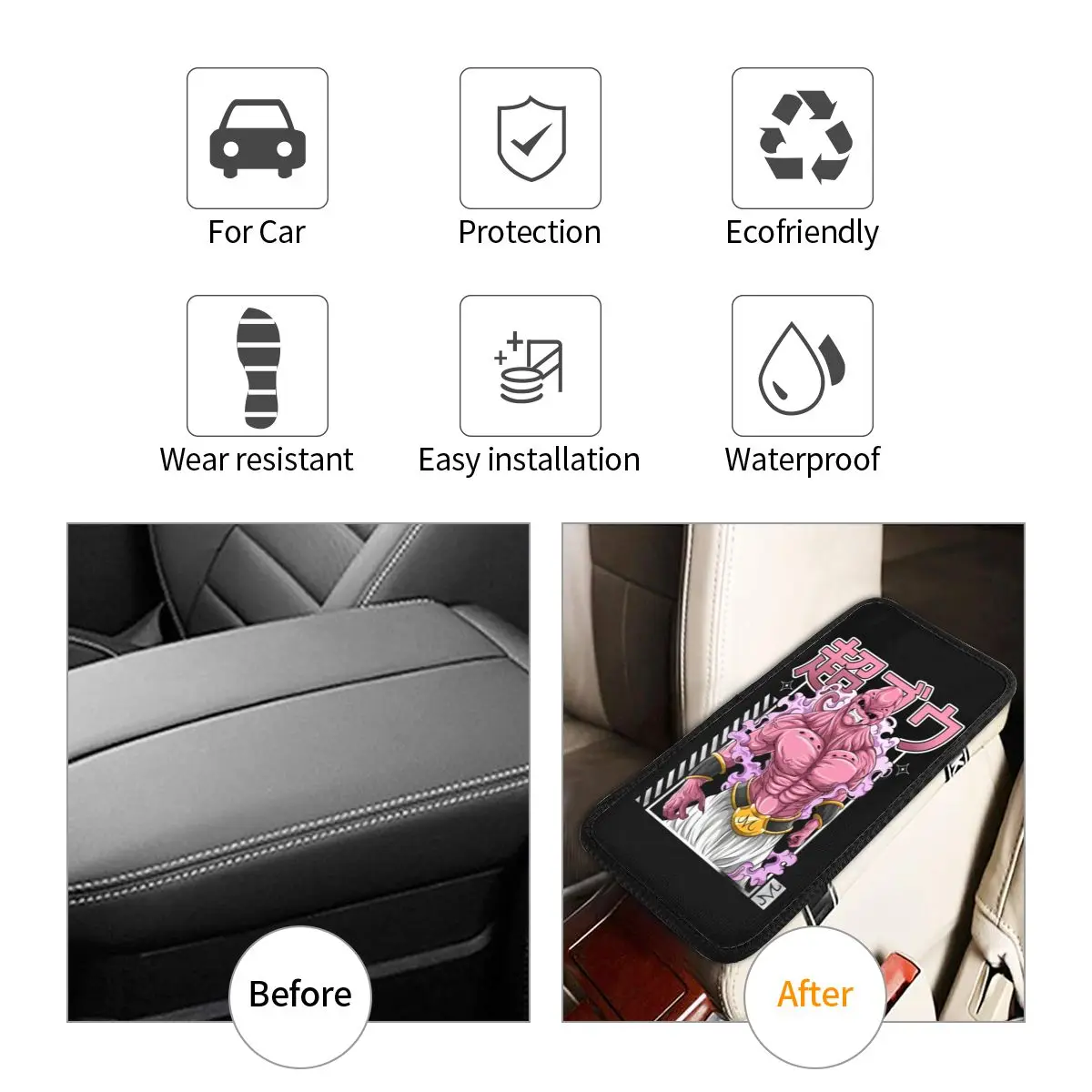 Car Armrest Cover Mat Leather Dragon Ball Center Handle Box Pad Cushion Auto Interior