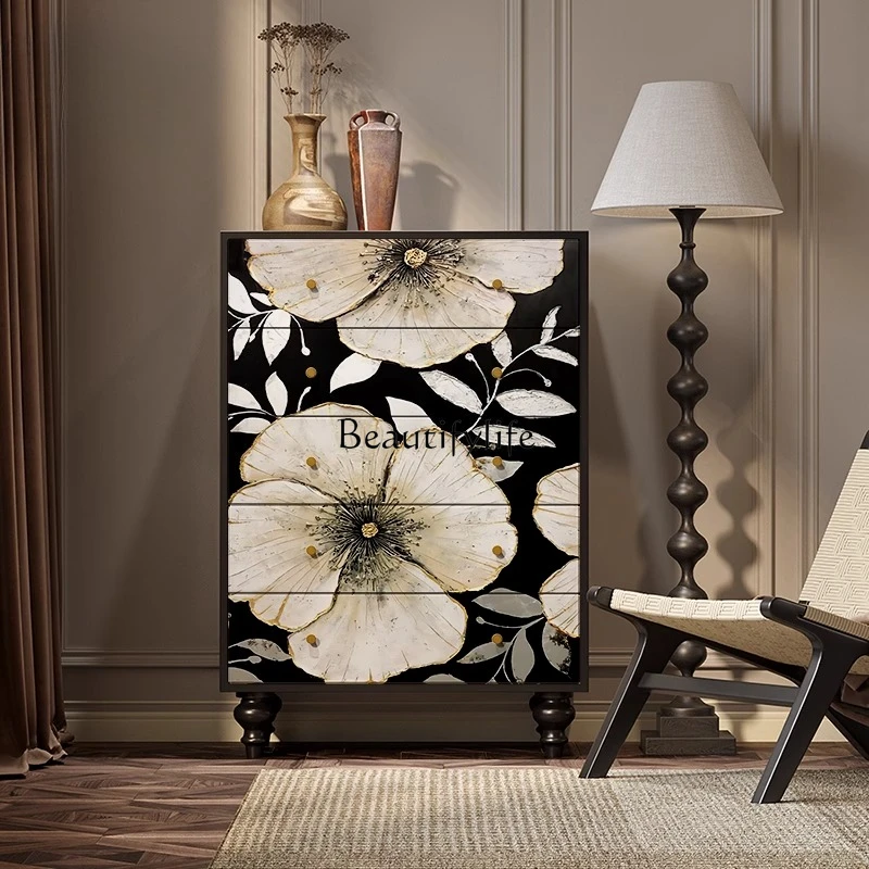 

French medieval household chest of drawers, living room, porch cabinet, storage and storage