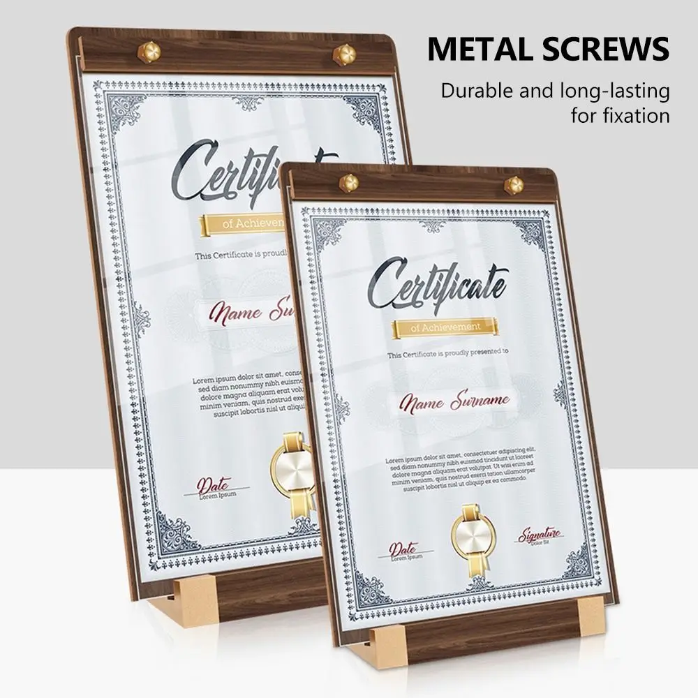 جديد جودة عالية A4/A5/A6 عرض مكتبي مجلس فو الجوز الخشب البني القائمة حامل عمودي لوحة شفافة قاعدة مستقرة