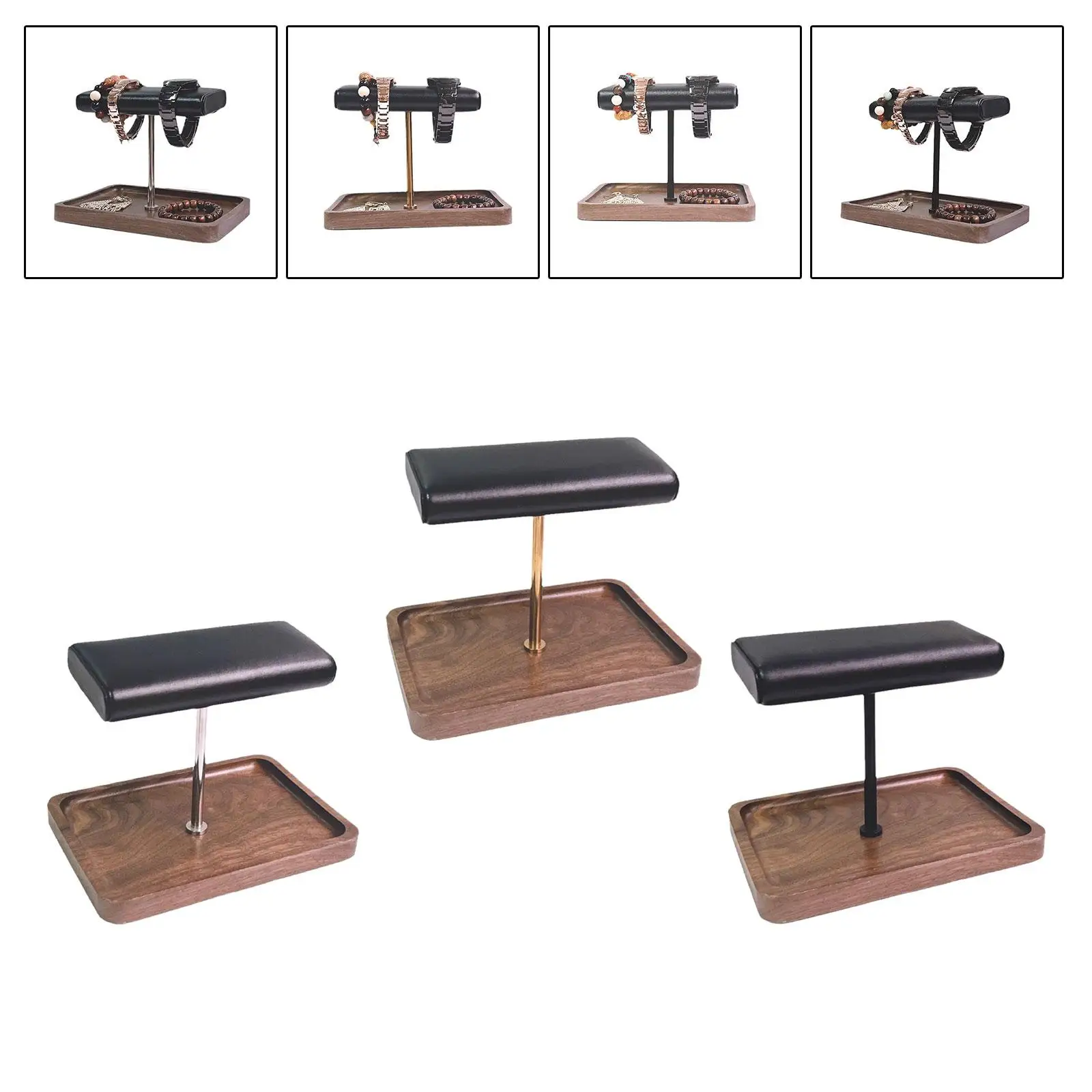 Watch Display Stand T Bracelet Holder Prop T Bar Jewelry Organizer PU Leather for Studs Chains Tabletop Countertop Showcase