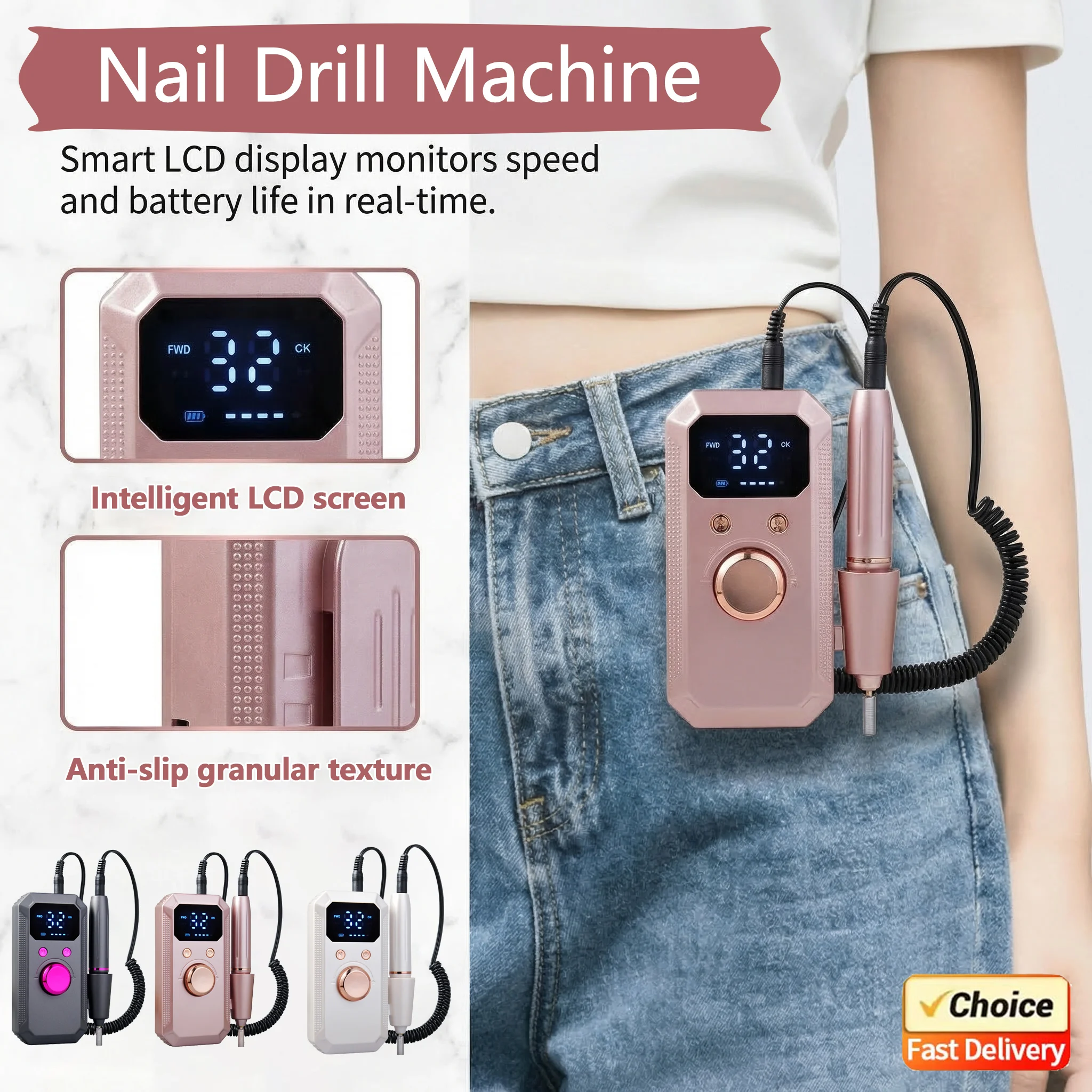 

32000RPM Professional Rechargeable Electric Nail Drill Machine Kit Portable Cordless Nail File For Acrylic Gel Nails Removal