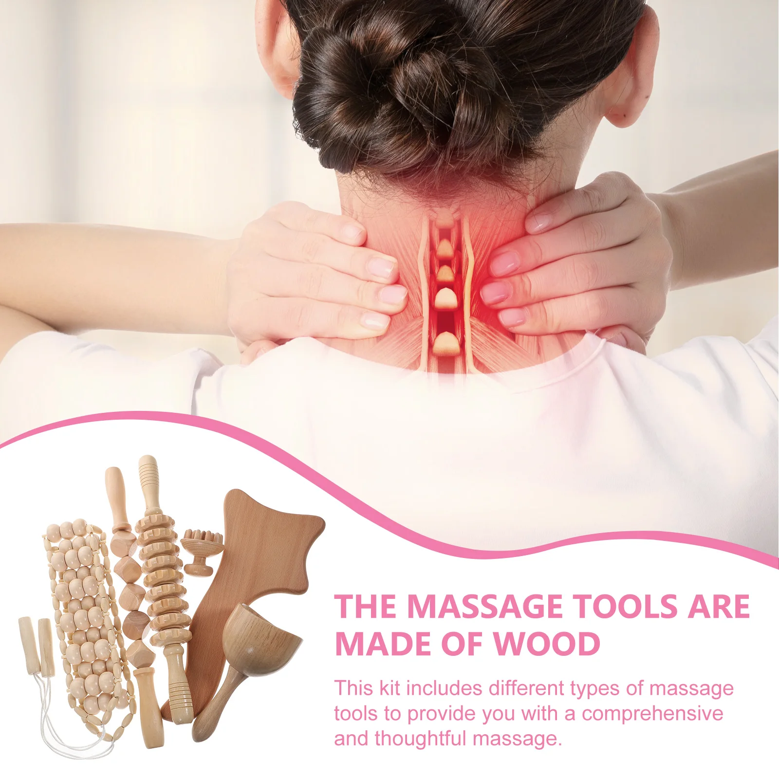 

6 Pcs Wood Therapy Massage Tools Set for Body Shaping Relaxation Massager Cups Wooden Roller Back Pain Relief Spa Tools