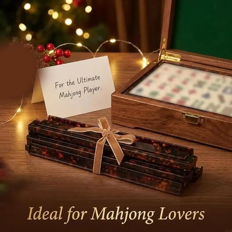 4 Pieces 17.5 Inch Mahjong Tile Holders 2 in 1 Mahjong Ruler For Easy Card Organization And Storage with Bag A2UB