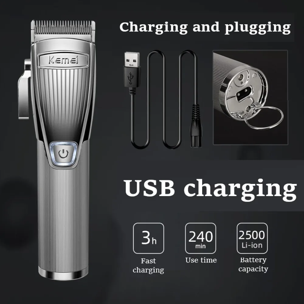 Kemei-K32 перезаряжаемый триммер для волос, профессиональная электрическая Беспроводная Регулируемая машинка для стрижки бороды, Парикмахерская Машинка для стрижки волос, набор