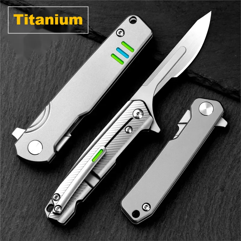 Titânio Quick Open Folding Knife Lâmina Destacável Autodefesa Camping Caça Ferramenta de Sobrevivência Edc Pocket Scalpel Estilos