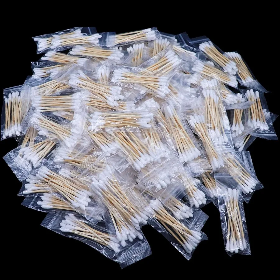 500 pezzi 50 confezioni da 10 tamponi di cotone da viaggio Tamponi di cotone confezionati singolarmente per orecchie Tamponi per orecchie a doppia punta Orecchio a punta rotonda