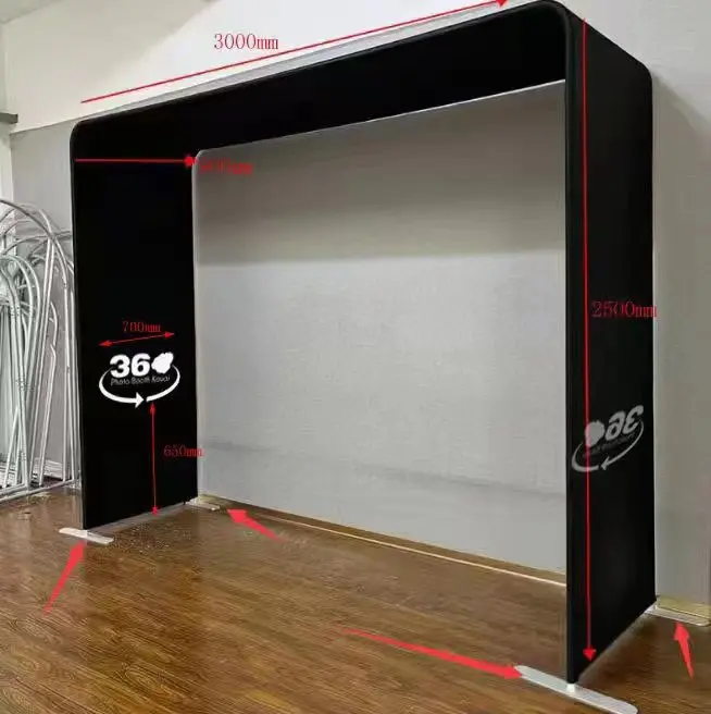

Auto-Rotating 3D Overhead 360 Photo Booth with Light Emitting Diode Filled Portable