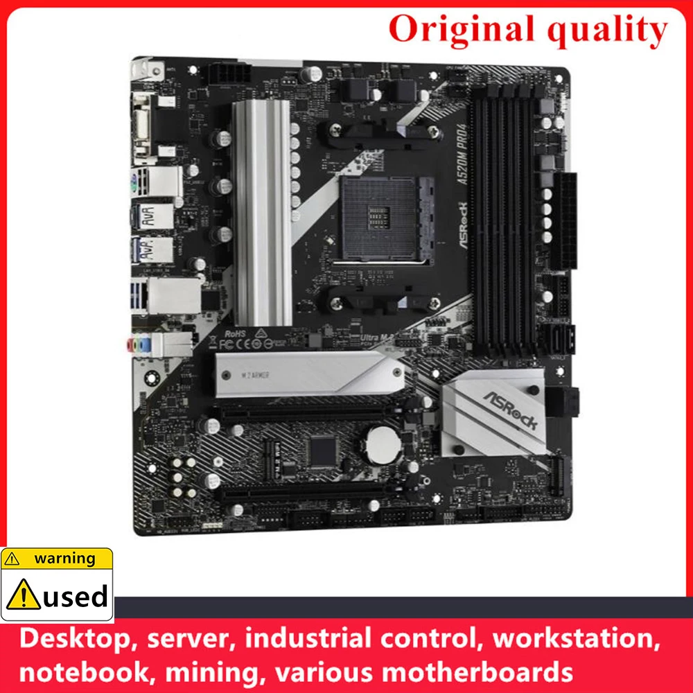 Used For ASROCK A520M Pro4 Motherboards Socket AM4 DDR4 64GB For AMD A520 Desktop Mainboard SATA3 USB3.0