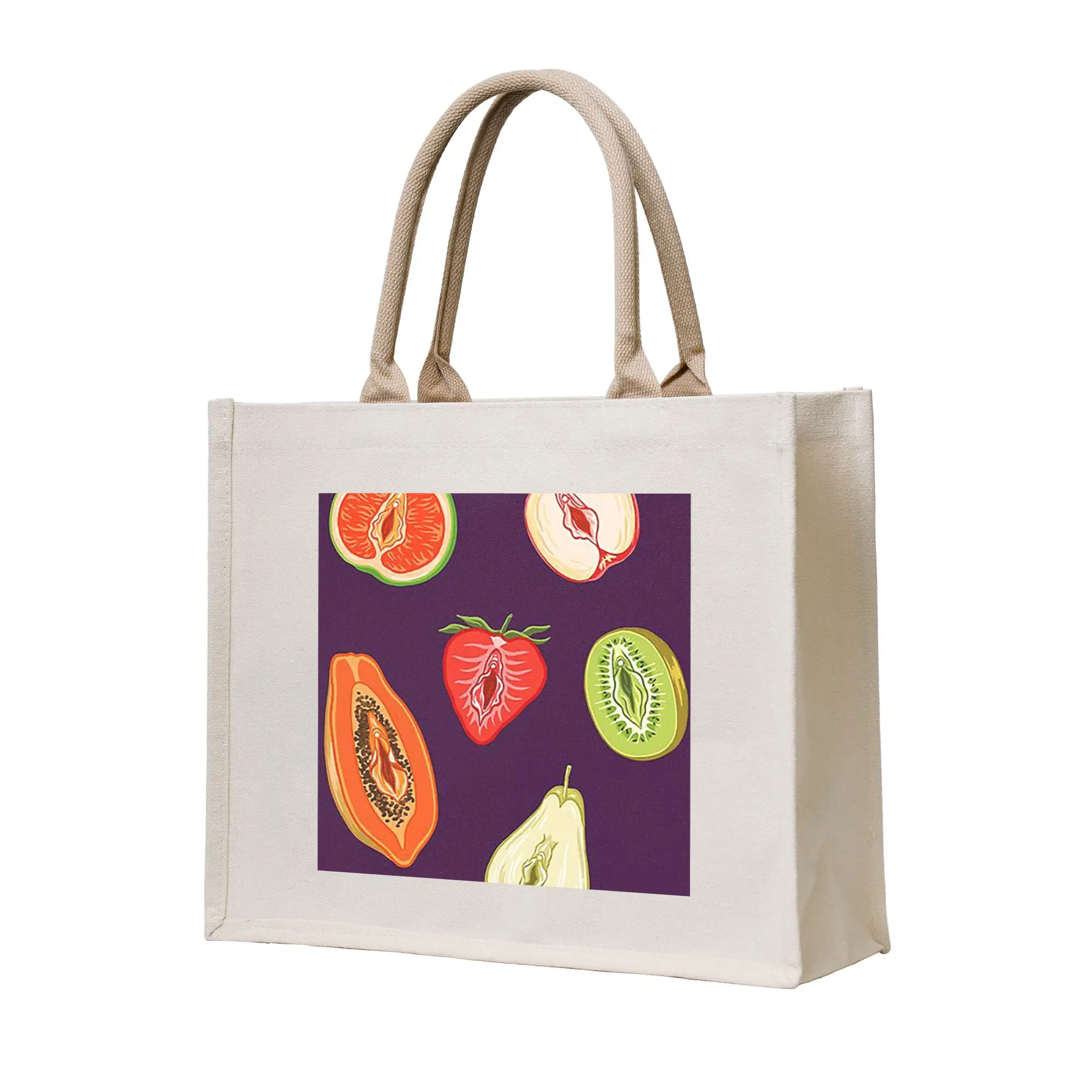 

Сумки для покупок с принтом Sexy Vulva Fruits, холщовая сумка-тоут, многоразовая сумка для женщин, дорожная сумка через плечо