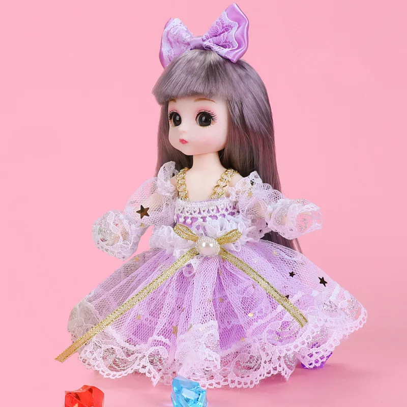 16cm  BJD Doll Sweet Princess 1/12 Scale Action Figure, with Clothes and Shoes, Lolita DIY Movable 13 Joints Gift Girl Toy