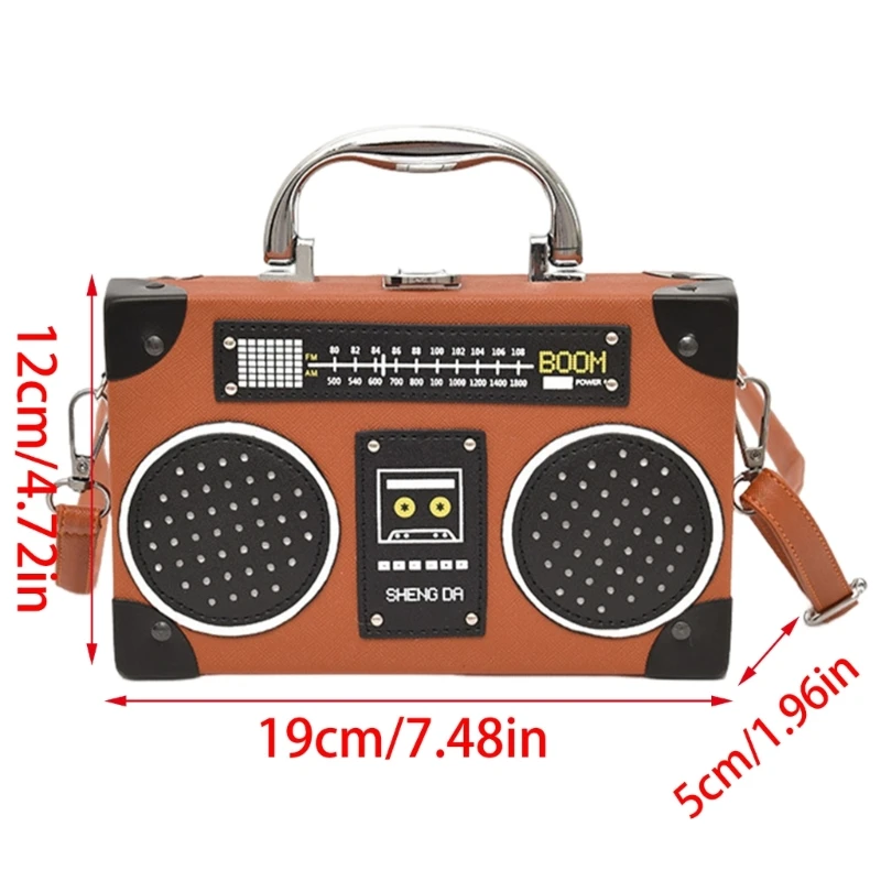 Unique Tape Shaped Shoulder Bag Radio Recorder PU Crossbody Bag Women\'s Retro Evening Bag Handbag Clutch Purse New