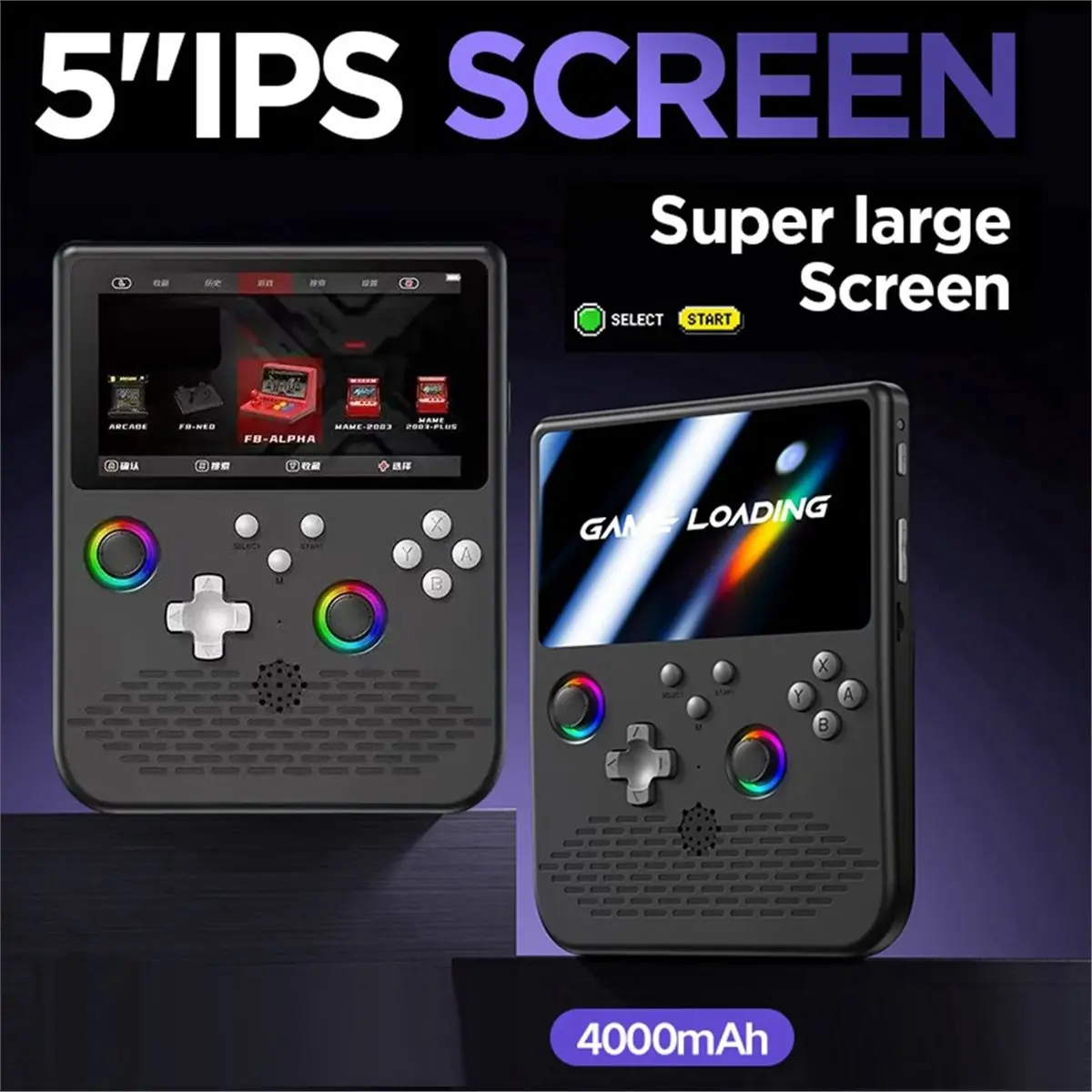 H5 Retro Handheld Game Console 5.0inch Screen 64G 15000+Games Portable Game Player Support 34 Types of Simulators A