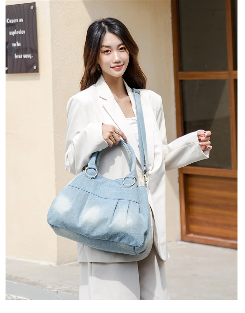 2022 Top Quality Women Denim Shoulder Bags Large Size Handbags Totes Multifunctional Travel Bags 2 Colors Drop Shipping