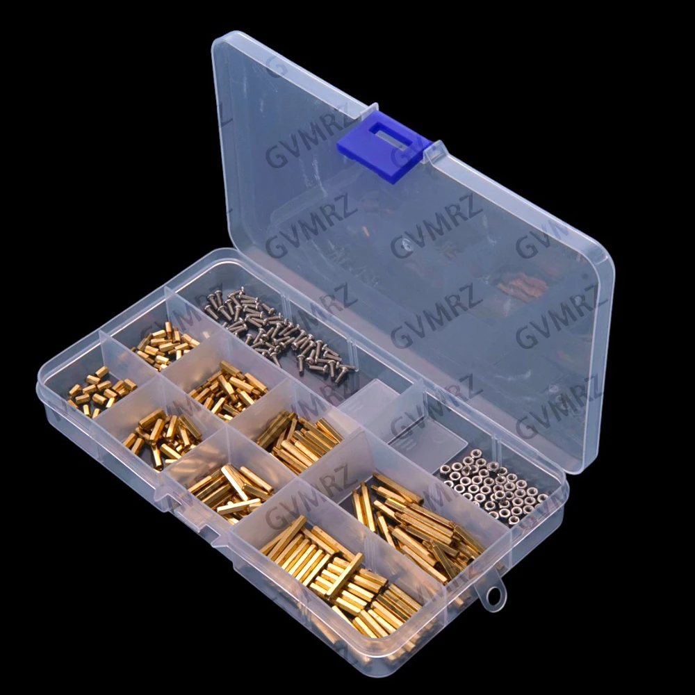300PCS Brass Standoff Spacer Female/Male M2 Thread Pillar Long 6mm with PCB Motherboard Screws Hex Nuts Assortment Kit M2