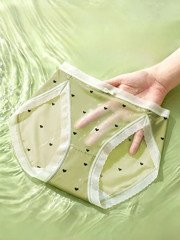 Ropa Interior Femenina Ultrafina de Seda Helada Serie Bon Bon con Abertura Alta, Forro de Algodón Fresco, Diseño Floral y Cin...