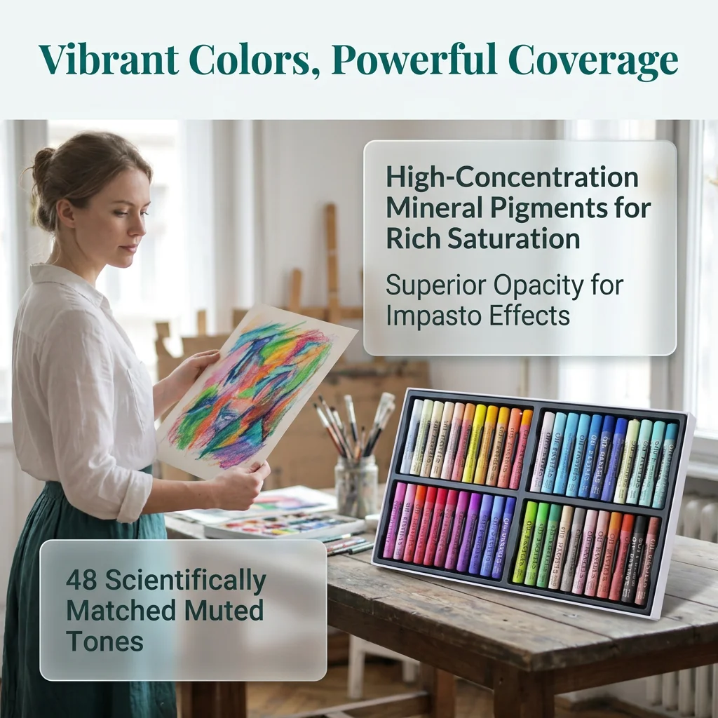 12-48 Colors Oil Pastels Set for Beginners, Artist Grade Soft Crayons for Blending & Layering, Student Art Supplies