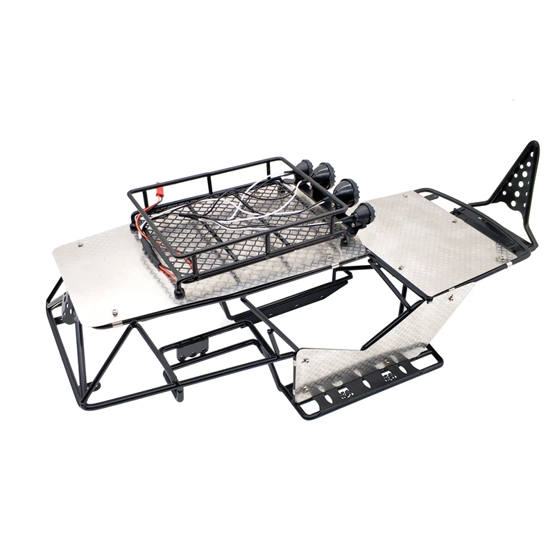 Dla skali 1/10 RC Axial Wraith metalowa rama klatki z bagaลผnik dachowy i blachy bocznej, czarna