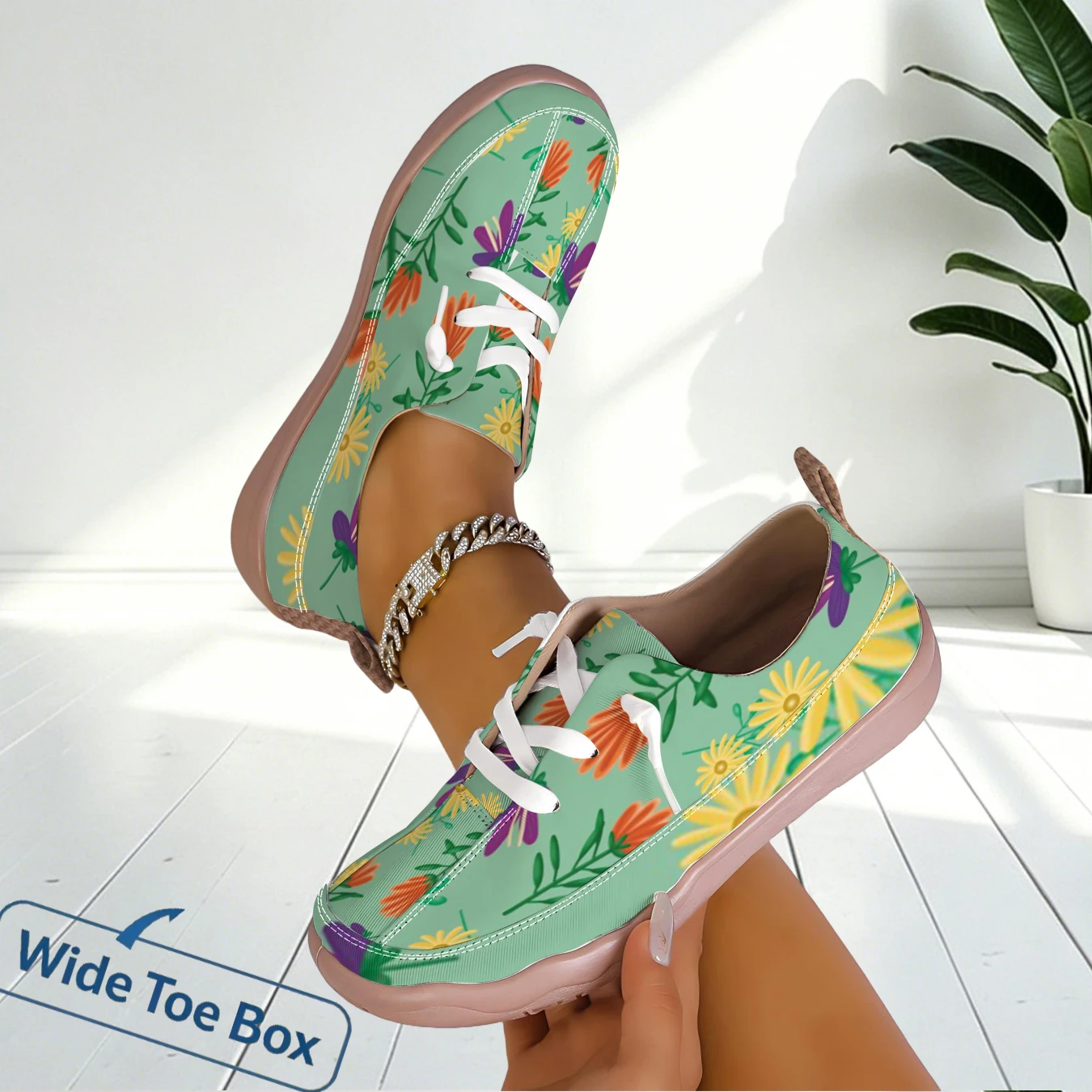 Casual Shoes Floral Print Wide Toe Box Flat Structure Countryside Comfort Style Outdoor Walking Travel Daily Leisure Women