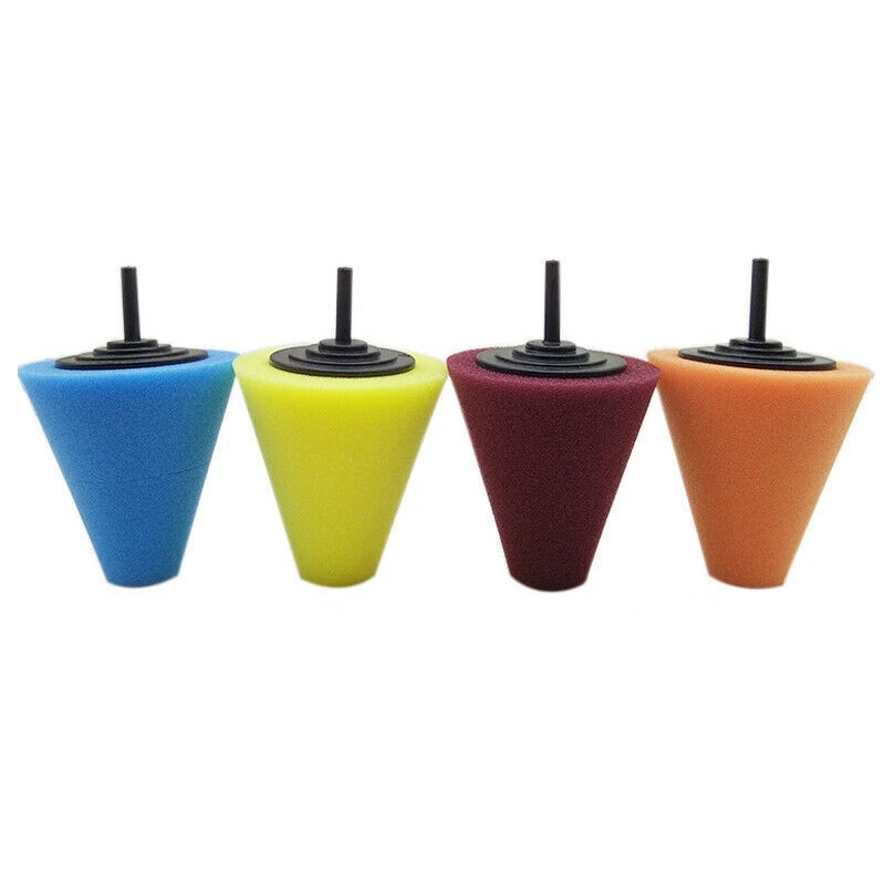 

YWDZ-Car Wheel Hub Polish Buffing Shank Polishing Sponge Cone Metal Foam Pad For Car Wheels Car Doors And Handles 4Pcs