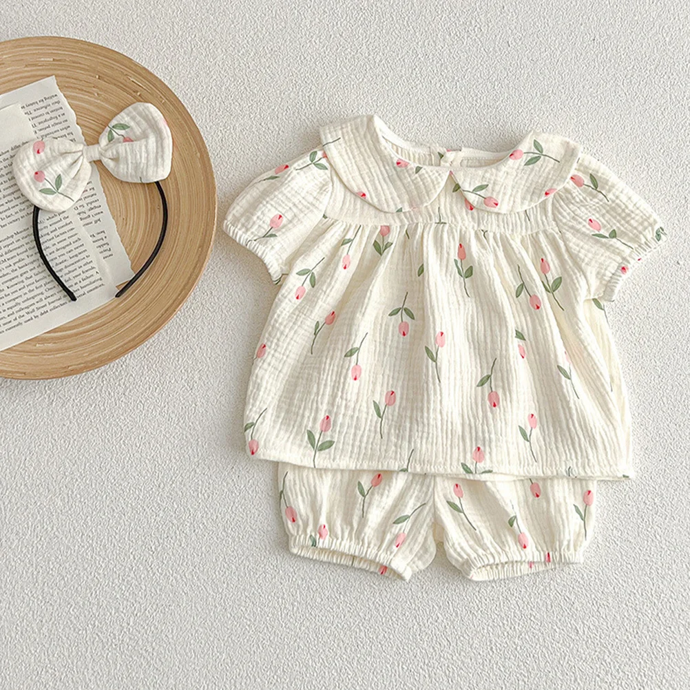 

1Set Baby Girl Summer Short Sleeve Cotton Romper Lightweight Breathable Diaper Change Clothes Newborn Essentials Toddler