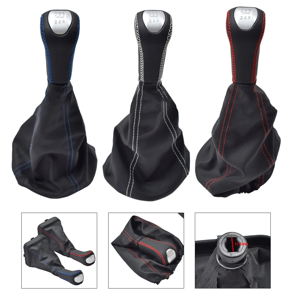 Gear Lever Cover for VAZ2170 For Lada Manual 5 Speed Transmission with Red Blue Stitching Leather Boot Protection