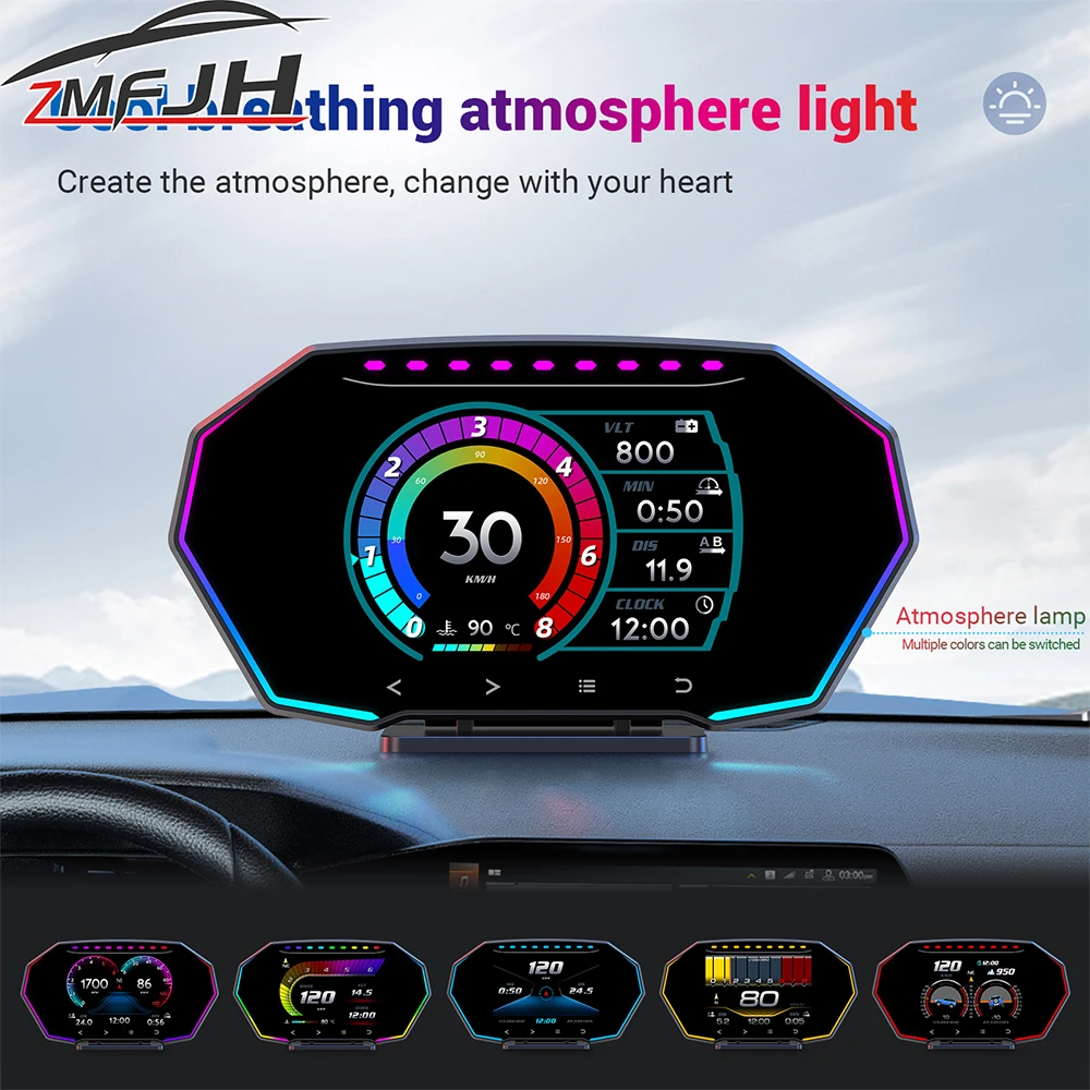 Car OBD+ GPS Digital Head Up Display For HUD On-board Computer RPM Water Temp Voltage Speed Meter With Overspeed Alarm Gauge