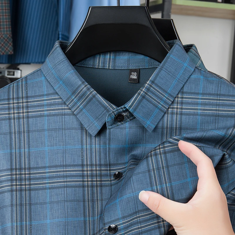 Mens Fashion Stretch Shirts Plaid Long Sleeve Comfortable Social Shirt Office Casual Shirts for Men Mylldey Mens Dress Shirt