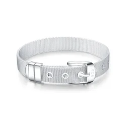 Pulsera trenzada de Plata de Ley 925 para mujer y niña, brazalete de la suerte, cadena de eslabones, regalo de joyería de Navidad