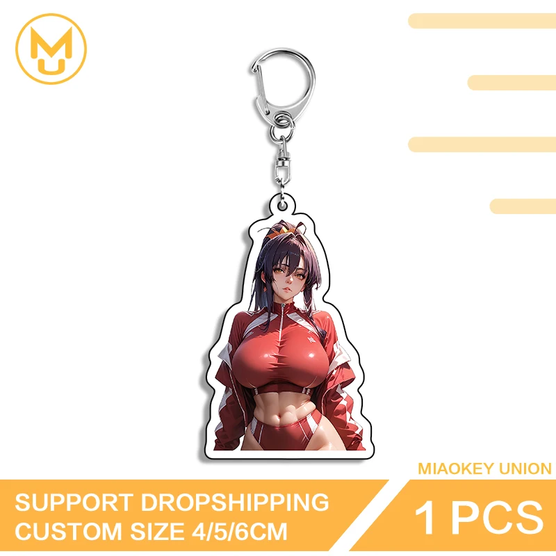 Alluring Big Breasts Himejima Akeno Acrylic Key Chains Hot Selling Oversize Anime Waifu Props For Friends Fashion Key Ring Gifts