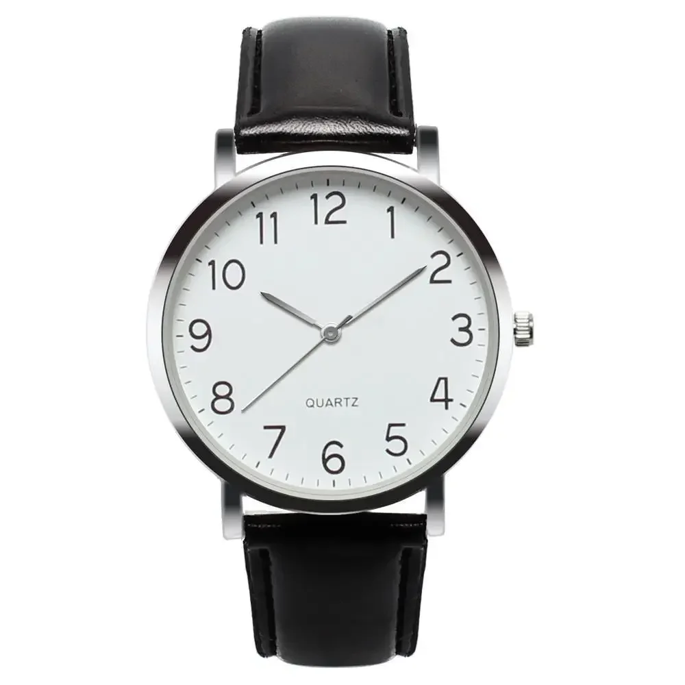 Fashion Women's Watch Arabic Number Unisex Strap Minimal Round Dial Classic Black Leather Strap Ladise Watches Wrist Watch