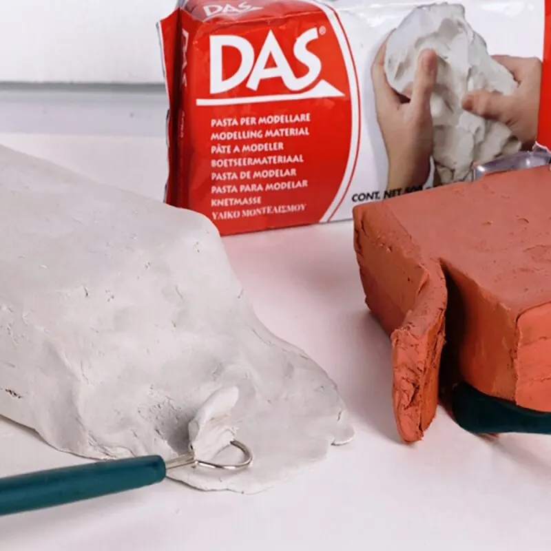DAS-arcilla de modelado en seco, material de pulpa de cerámica, equipo de bricolaje, 500G, blanco, Terra, algodón, marrón