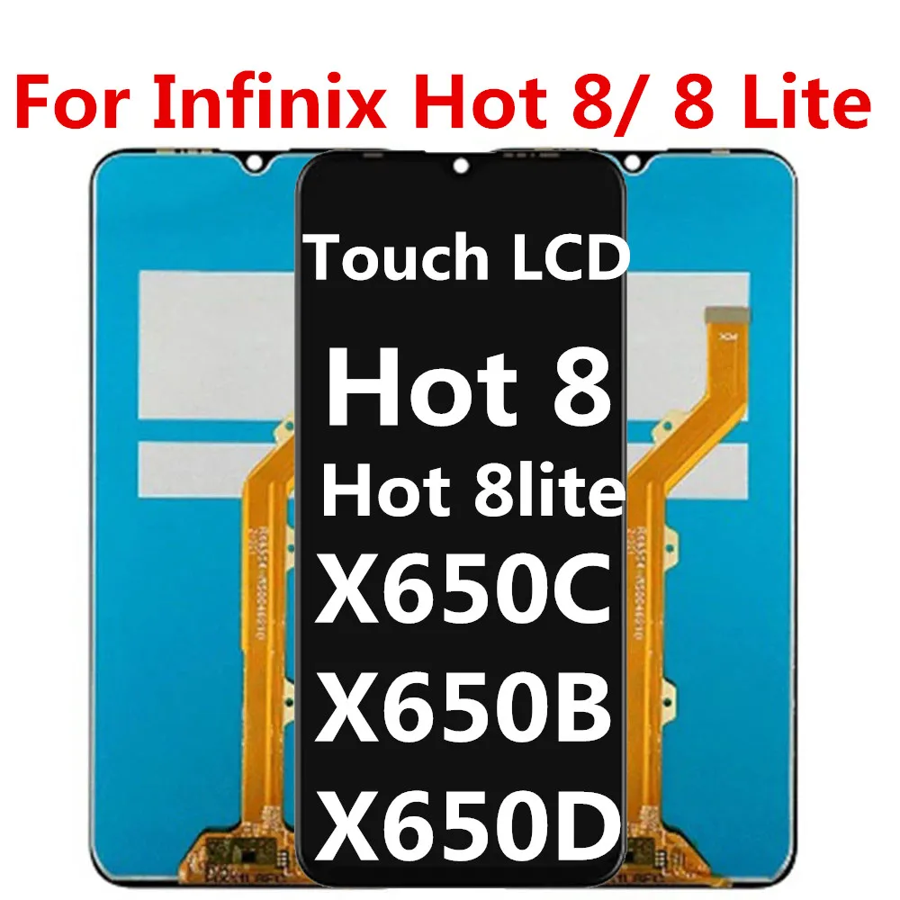 شاشة IPS LCD شاشة تعمل باللمس مجموعة محول رقمي ، Infinix Hot 8 Lite ، X650C ، X650B ، X650D ،