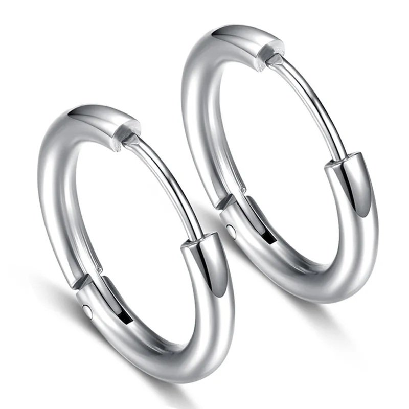 Ohrringe, 1 Paar, aus Edelstahl, 8–20 mm, minimalistisches Design, große Kreise, für Damen, trendiges, goldfarbenes Metall, glatte, runde Ohrringe, Schmuck. – Detail 3