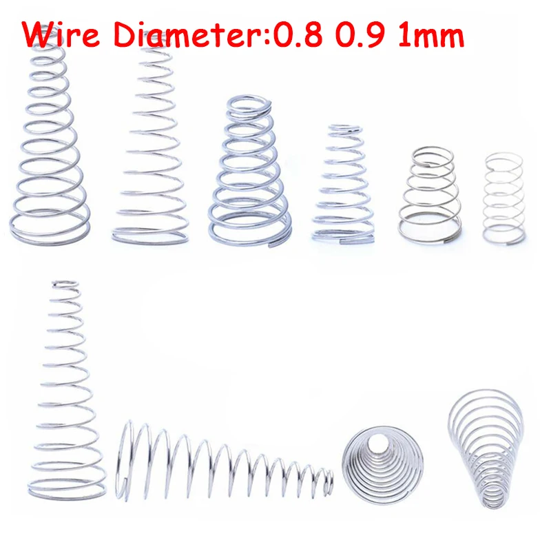 Wire Dia 0.8 0.9 1mm 304 Stainless Steel Tower Spring Taper Pressure Spring A2 Conical Cone Compression Spring