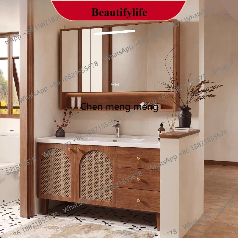 Bathroom Cabinet Penetration Anal Floor to ceiling Ceramic Integrated Basin Wash Basin Cabinet Combination Washstand Furniture