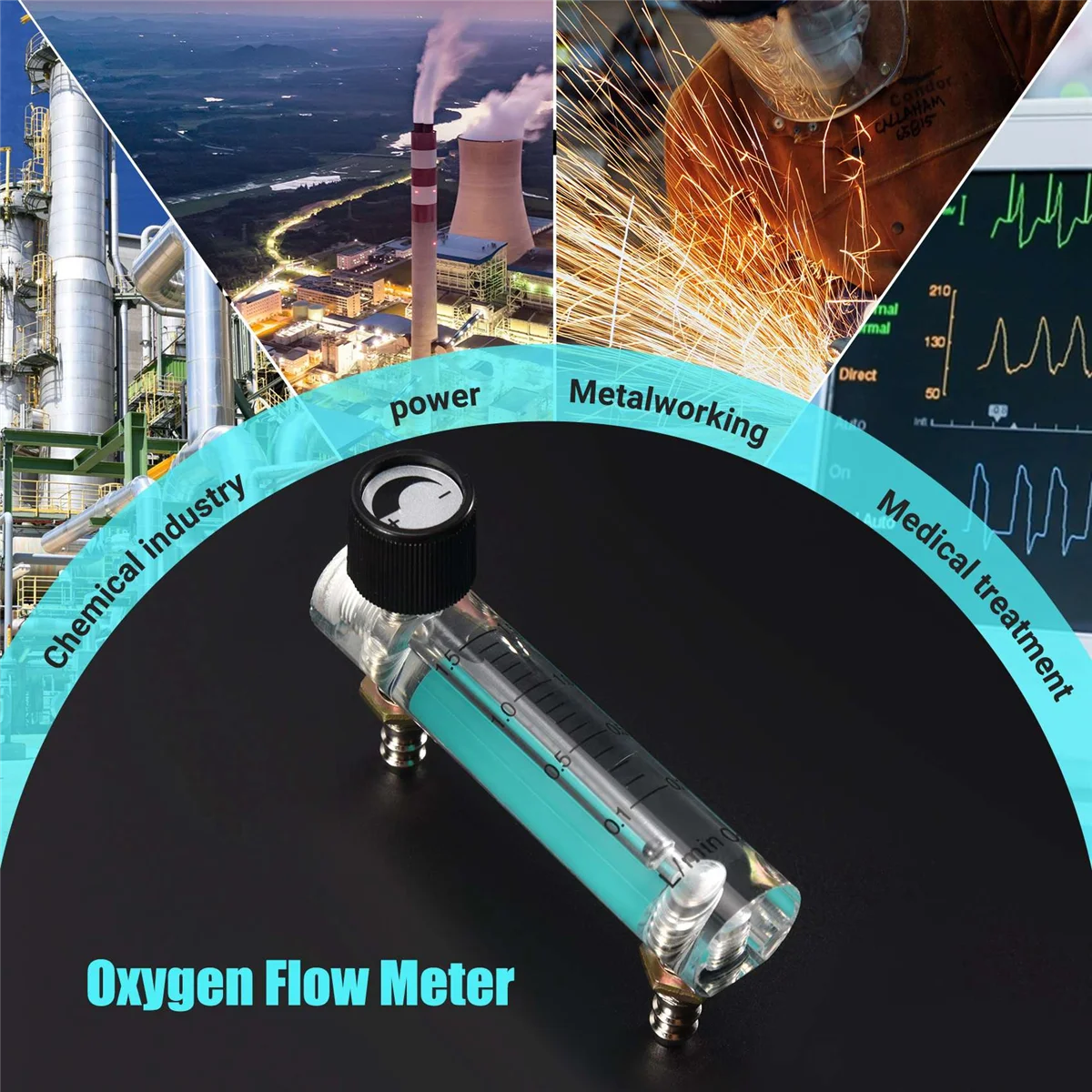 

A06K 0.1-1.5LPM 1.5L Oxygen Flow Meter Flowmeter with Control Valve for Oxygen Air Gas