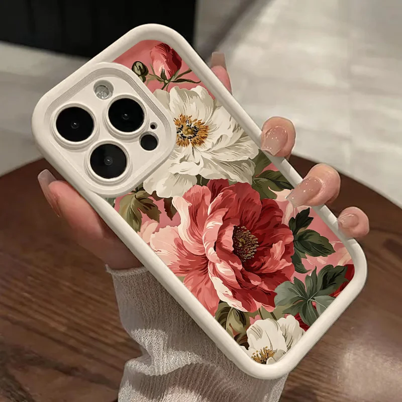 

Floral design patterns phone case for iPhone 16 15 14 13 12 11 Pro/ Max/Plus shock-proof rear cover anti-fingerprint