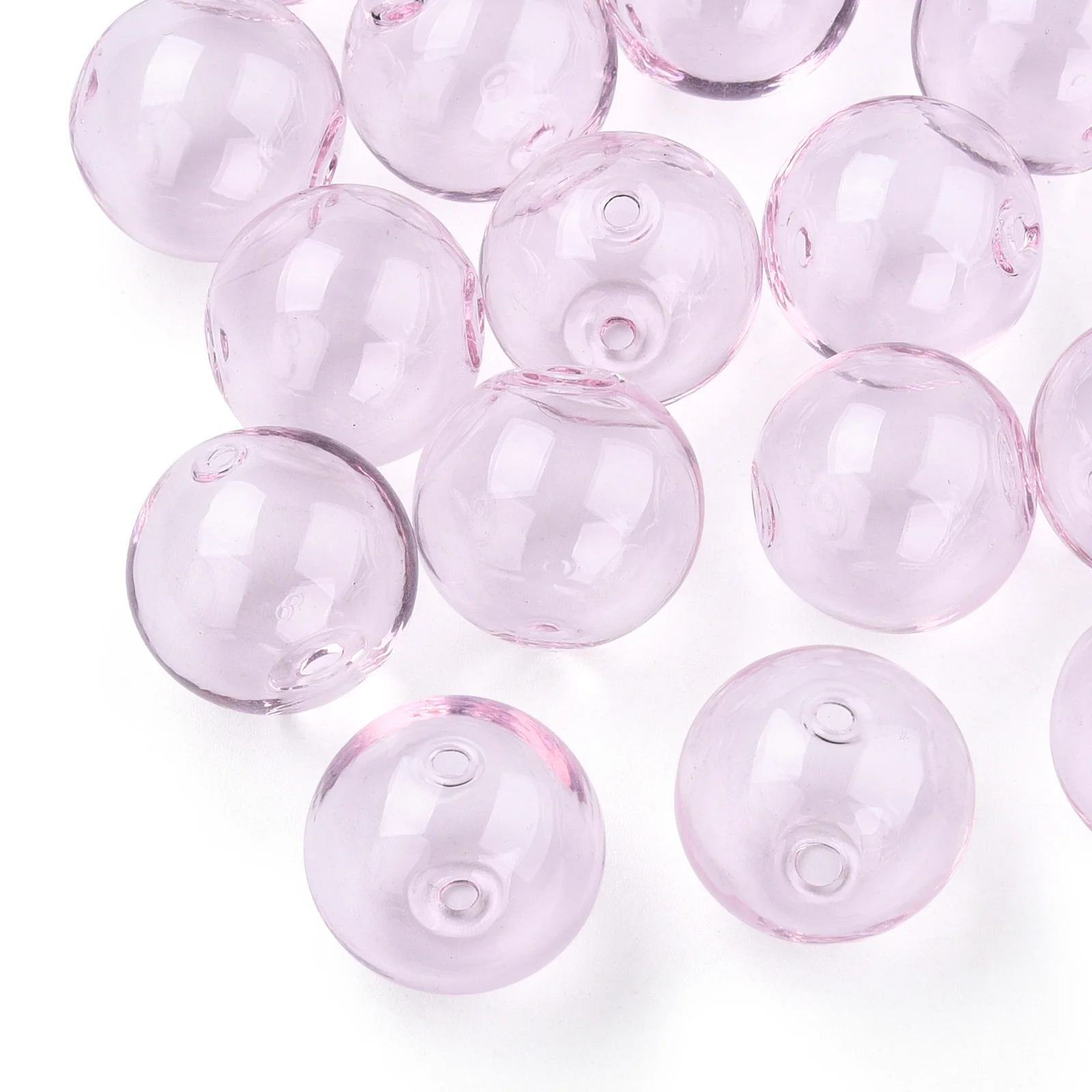 100Pcs Transparent Blown Glass Globe Beads Clear Round Beads for DIY Wish Bottle Pendant Dangle Earring Jewelry Making