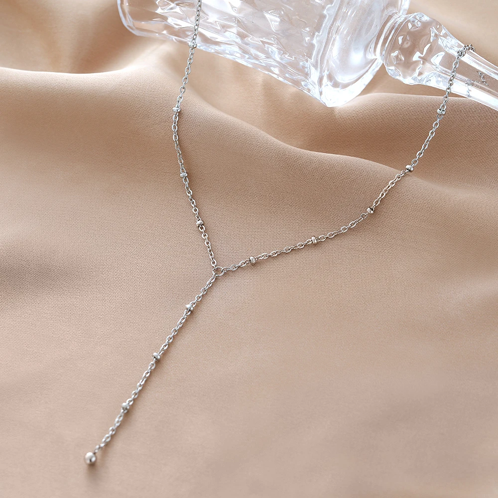 Stainless Steel Necklaces Minimalist Beads Collar Chain Fashion Atmospheric Necklace For Women Jewelry Friend Birthday Gifts New