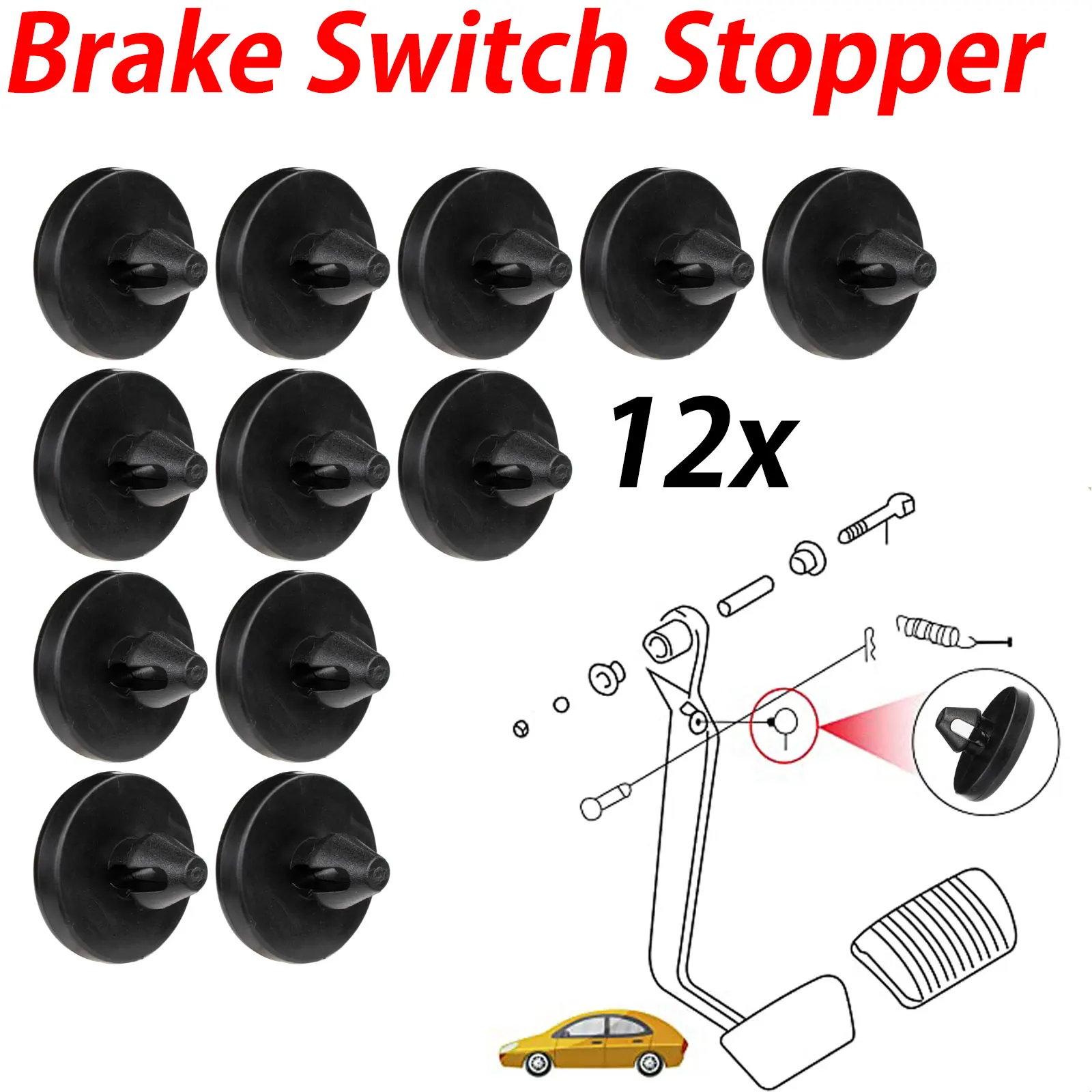 12pcs Car Cushion Brake Pedal Pad Stop Brake Light Switch Stopper Clutch Limiter Rubber 90541-06036 Accessories Automotive Parts