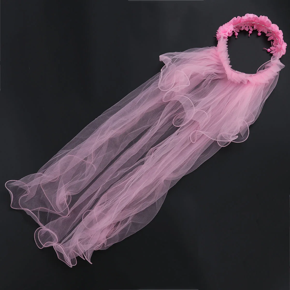 

Свадебная повязка на голову для девочек, кружевная корона с цветочным принтом и жемчужным аксессуаром для волос для вечеринки в честь первого причастия, фата для девочек, белый цвет