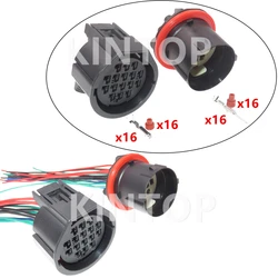 1 Set 16 Pins AC Assembly Car Male Female Waterproof Socket With Wires Auto Lamp Electric Wire Plug 7283-3445-30 7282-3445-30