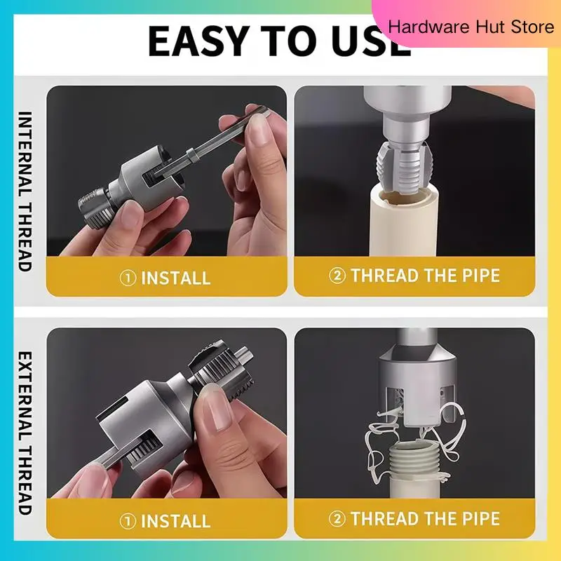 

Integrated Internal & External Pipe Threading Tool, Electric Drill Compatible Pvc Pipe Threader Kit-Y31A