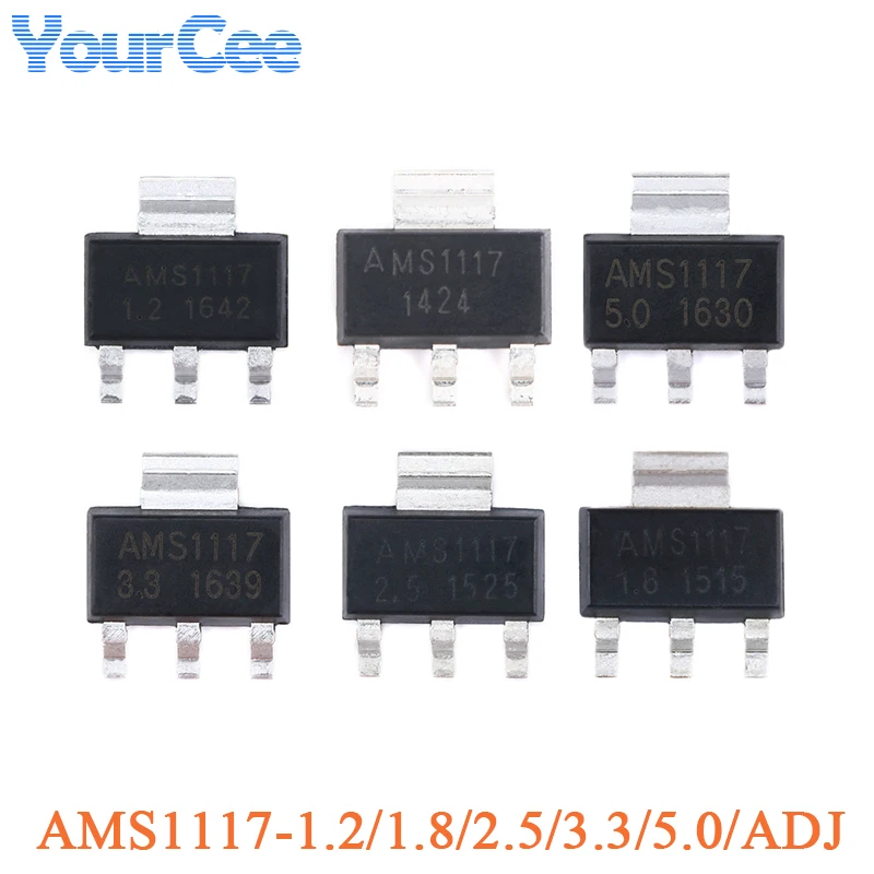 10pcs AMS1117 Series AMS1117-3.3V AMS1117-5.0V AMS1117-ADJ AMS1117-1.8V AMS1117-1.2V AMS1117-2.5V SOT-223 AMS1117 LDO Chip