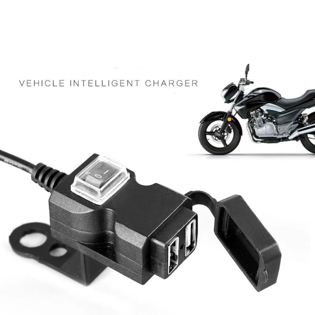 Motorcycle 9-24V Dual USB Charger Socket Power Adapter Socket Outlet with Waterproof Switch for Bmw Gtl Ninet R1200Gs Lc Rninet