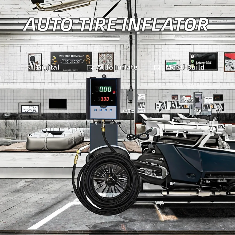 Premium Quality Full-Automatic Digital Wall-Hanging Tire Inflator Testing Machine 50-100 PSI Automotive Metal LED Display