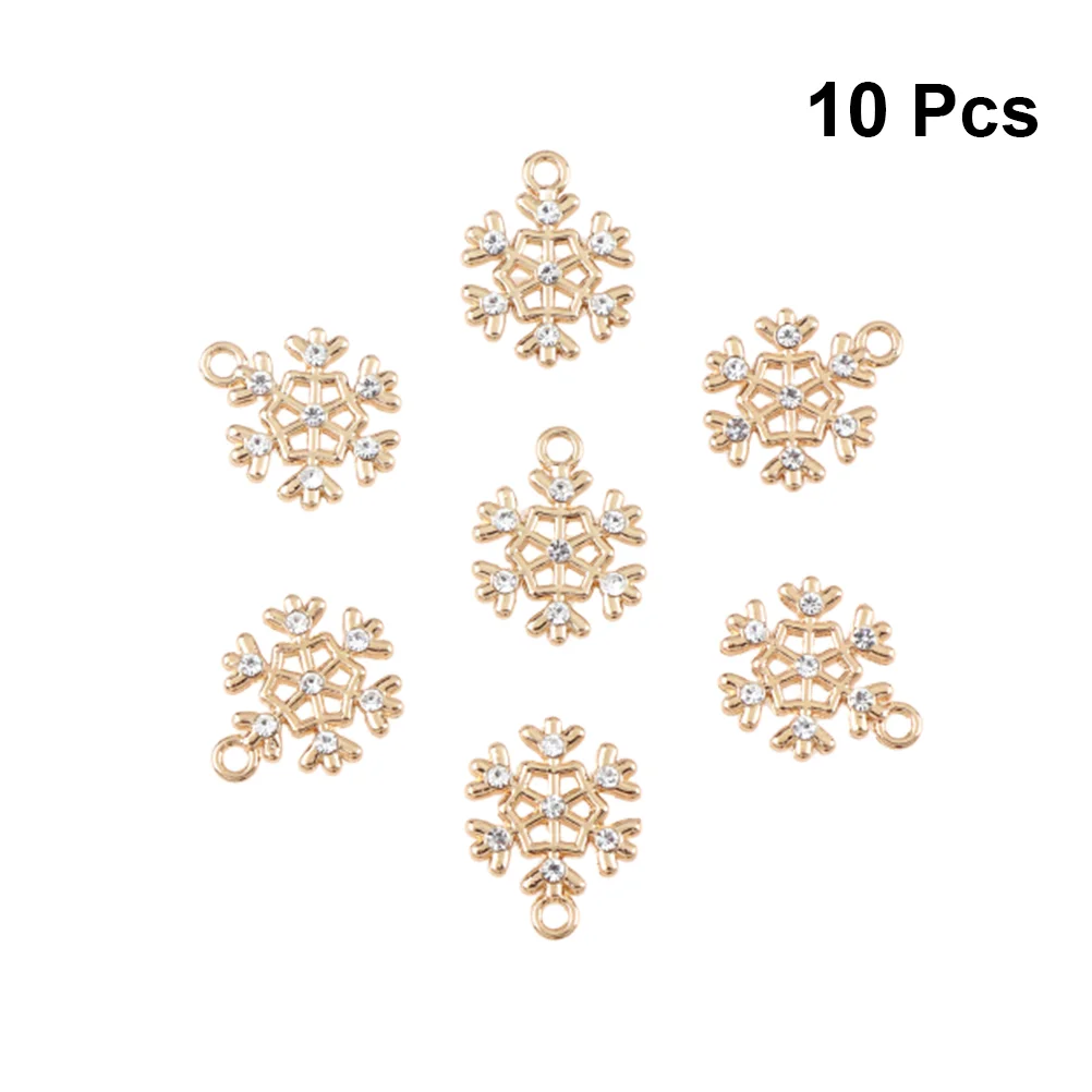 

10 Pcs Christmas Jewelry Making Pendants DIY for Necklace Snowflake Charm Alloy Charms