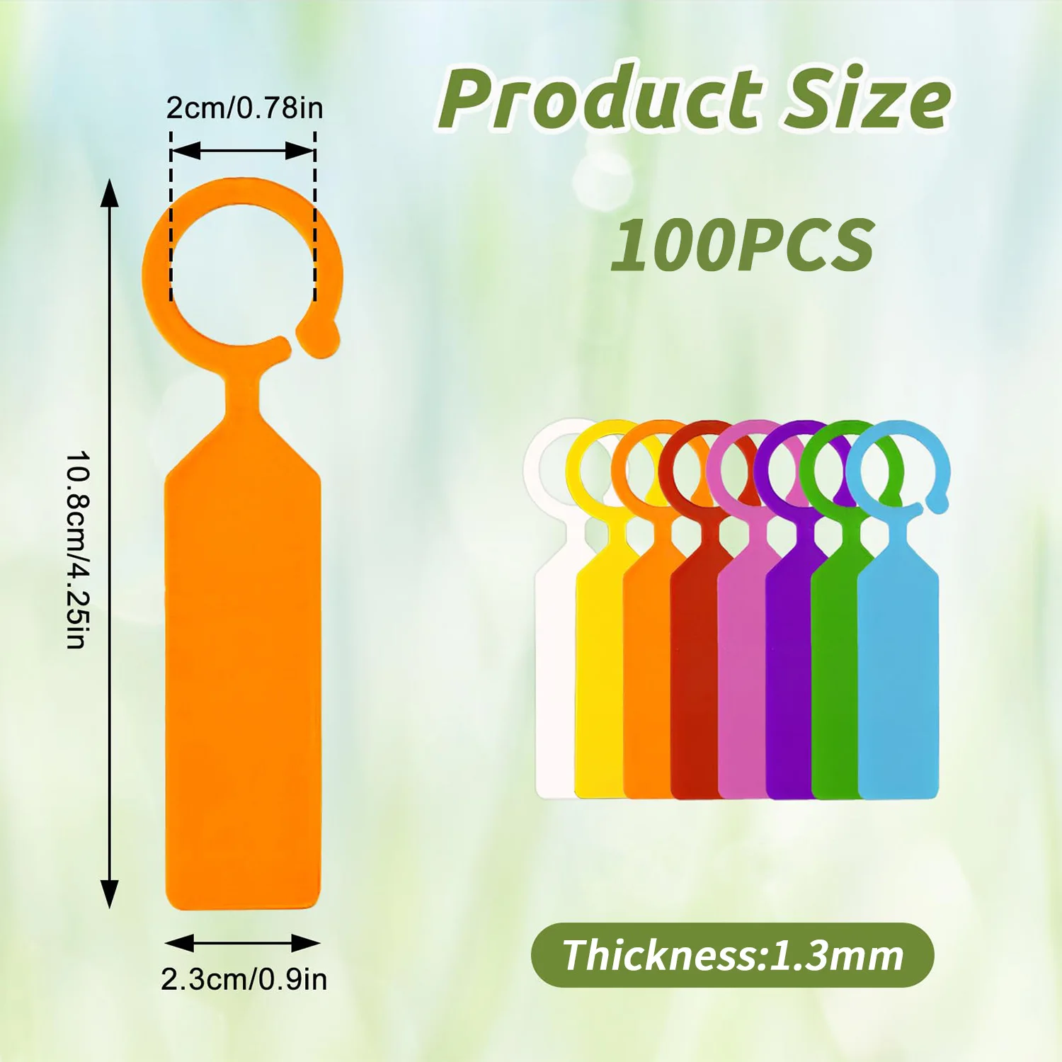 100PCS 10.7x2.3CM Plastic Garden Hanging Plant Tags Greenhouse Bonsai Collar Signs Ring Label Hook Tree Marker Nursery Stake Use