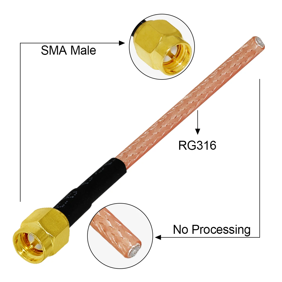 1PC SMA Male/Female/RP Plug Jack RG316 Cable Other End No Connector/Exposed/Fork Soldering Customized NEW