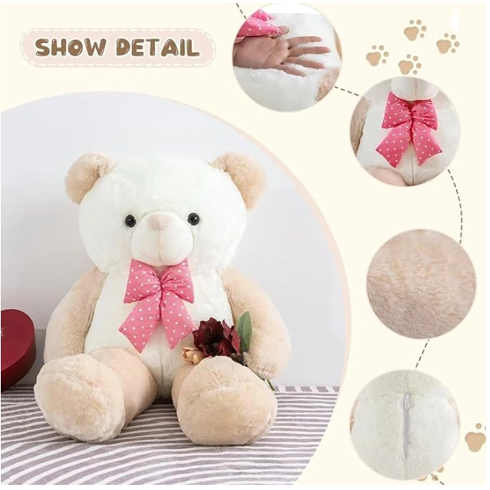 دمية دب كبيرة 4 أقدام حيوانات محشوة جامبو، لعبة دب محشوة عملاقة من القطيفة، عيد الميلاد، عيد الميلاد، عيد الحب 47 بوصة #4